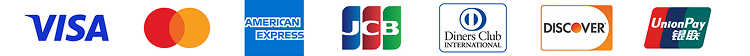 VISA,Mastercard,AMERICAN EXPRESS,JCB,Diners Club INTERNATIONAL,DISCOVER,Union Pay